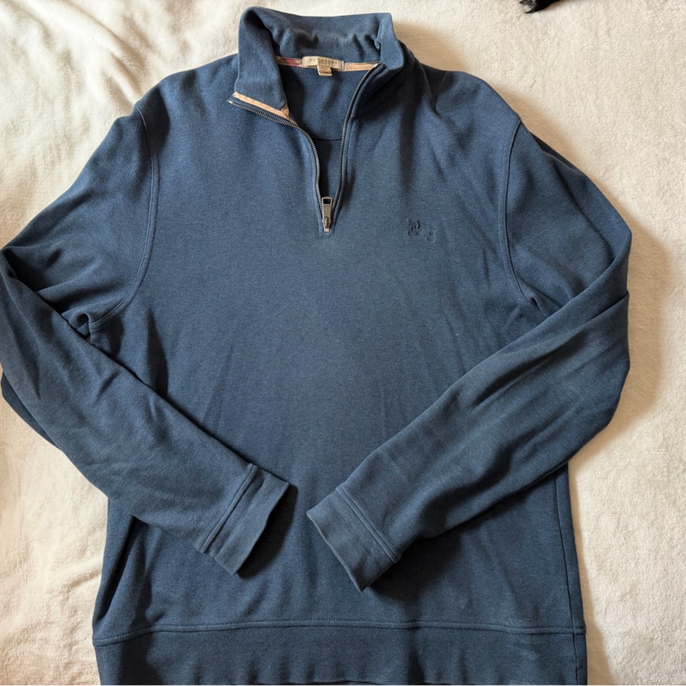 Men's Burberry Navy Quarter-Zip Pullover